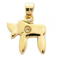 Gold Filled Chai Pendant with zirconium stud